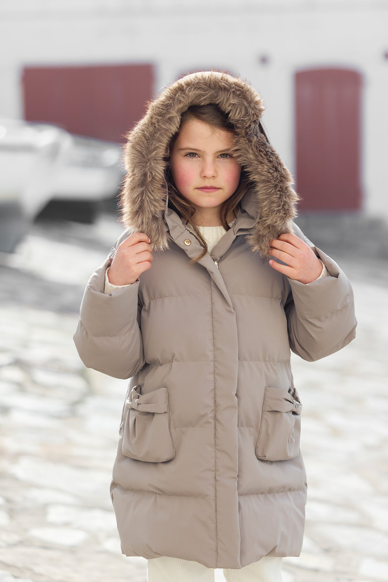 Down jacket long Taupe