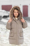 Down jacket long Taupe