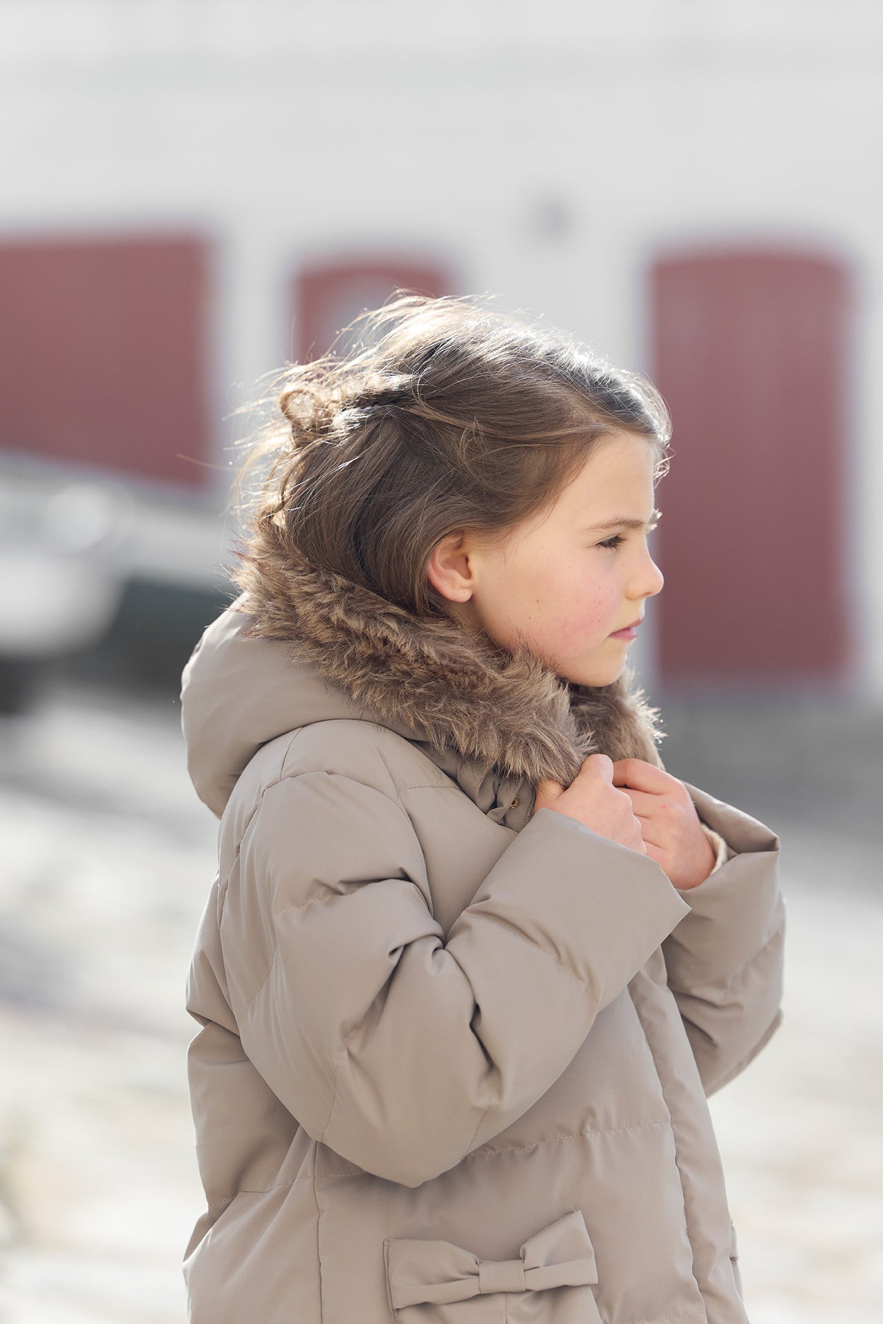 Down jacket long Taupe