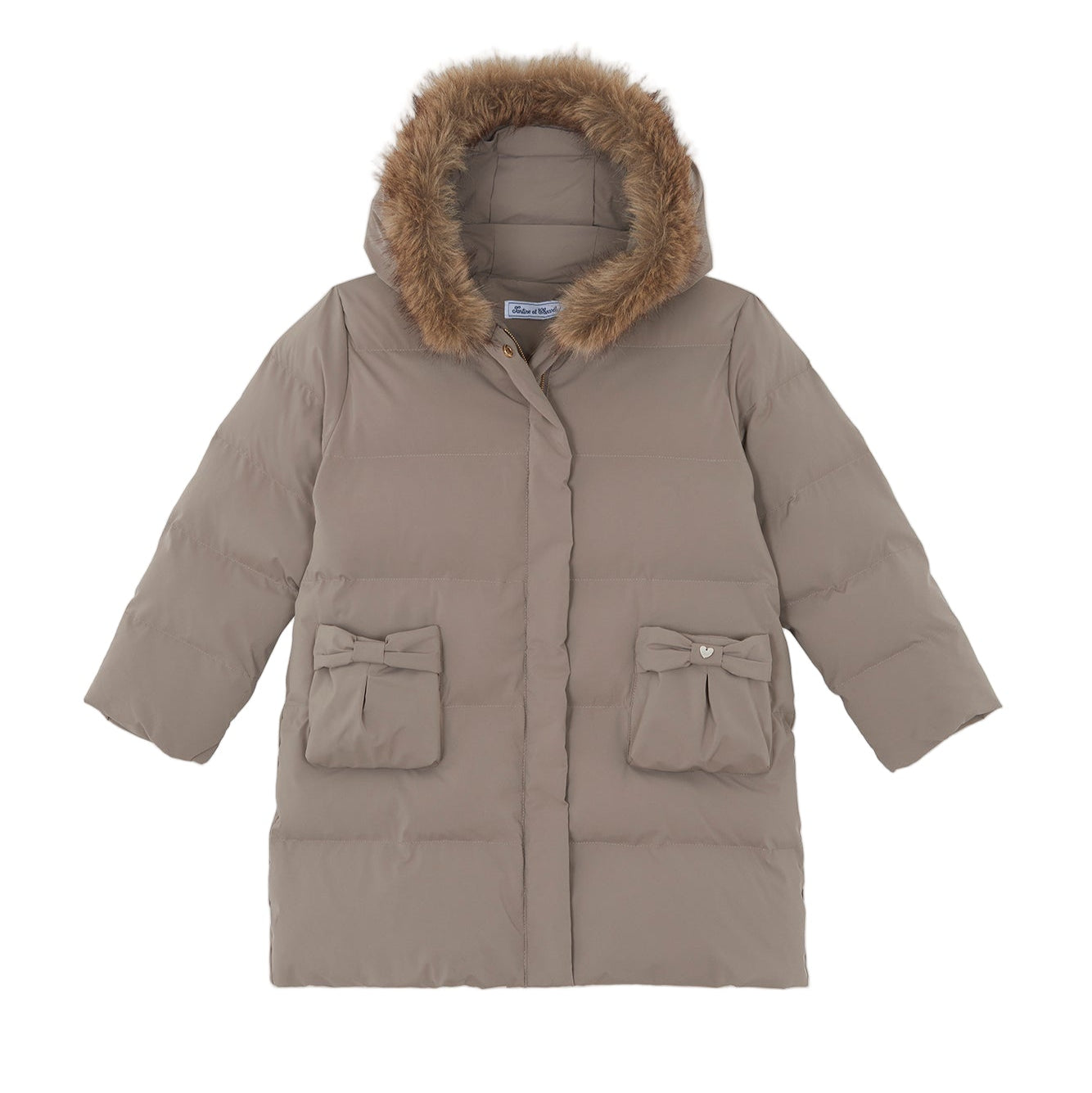 Down jacket long Taupe