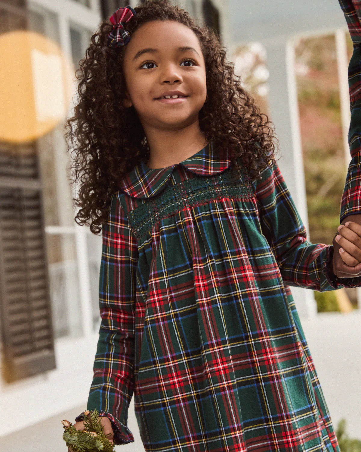 Children's Brushed Twill Eloise Nightgown Ken Pld laid flat, showing off the beautiful stitching and comfort-focused design.