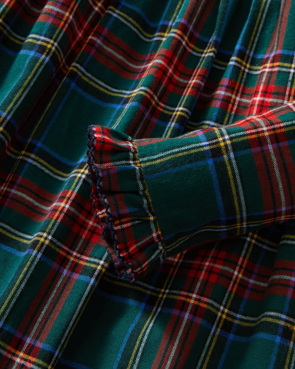 Close-up of the soft brushed twill material of the Children's Brushed Twill Eloise Nightgown Ken Pld, perfect for chilly nights.