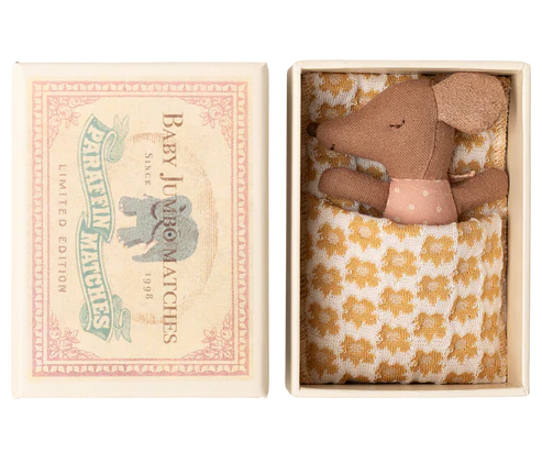 Sleepy wakey baby mouse in matchbox - Rose