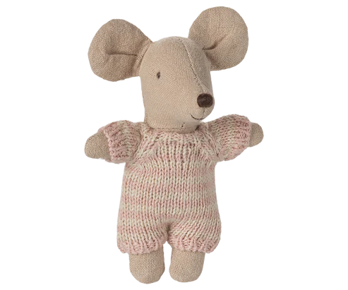 Baby mouse in carry cot - Rose
