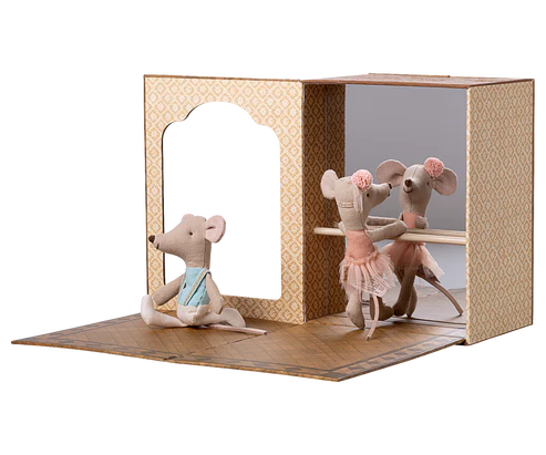Ballet mice in dance studio, Little sister and brother