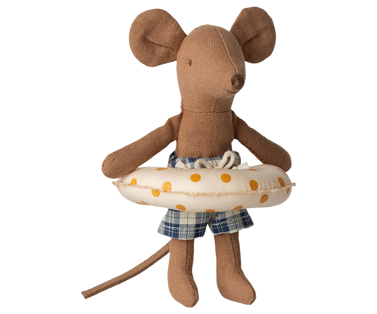Beach Mouse with Float, Little Brother-Yellow Dots