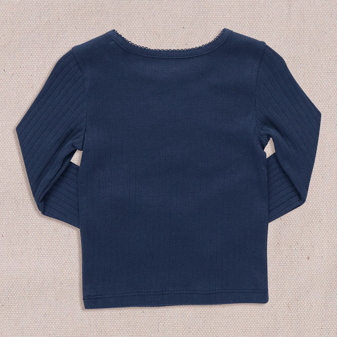 Seesaw Long Sleeve Rib T-shirt-Navy