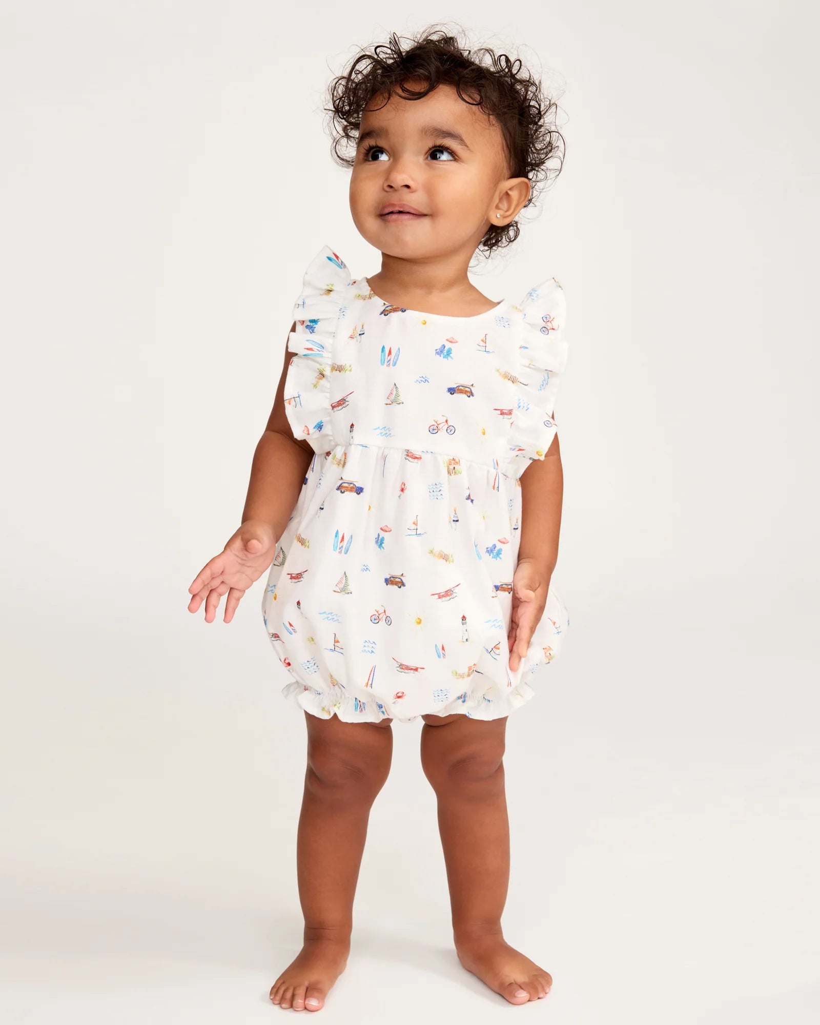 Baby's Twill Ruffled Romper in Summer Nostalgia
