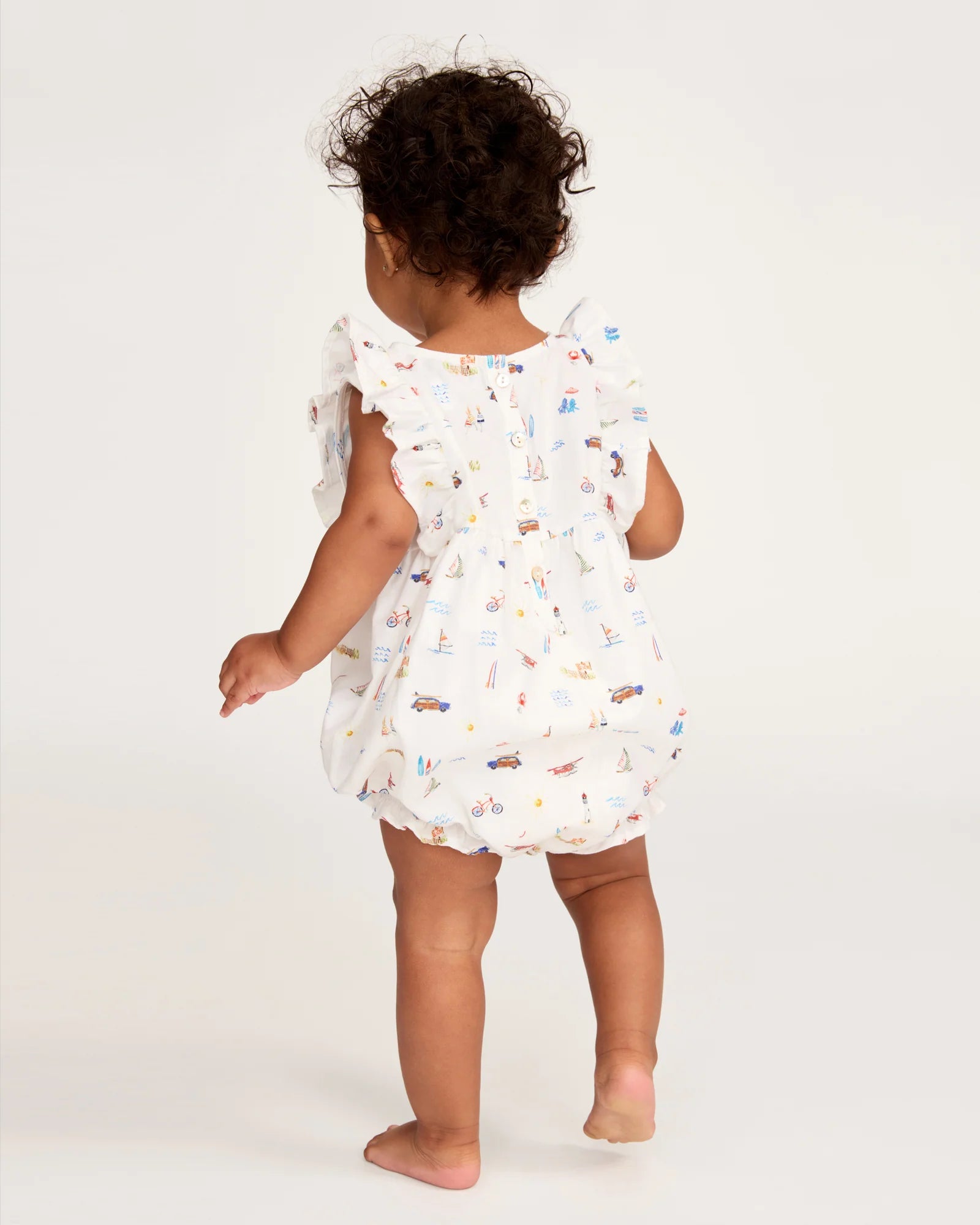 Baby's Twill Ruffled Romper in Summer Nostalgia
