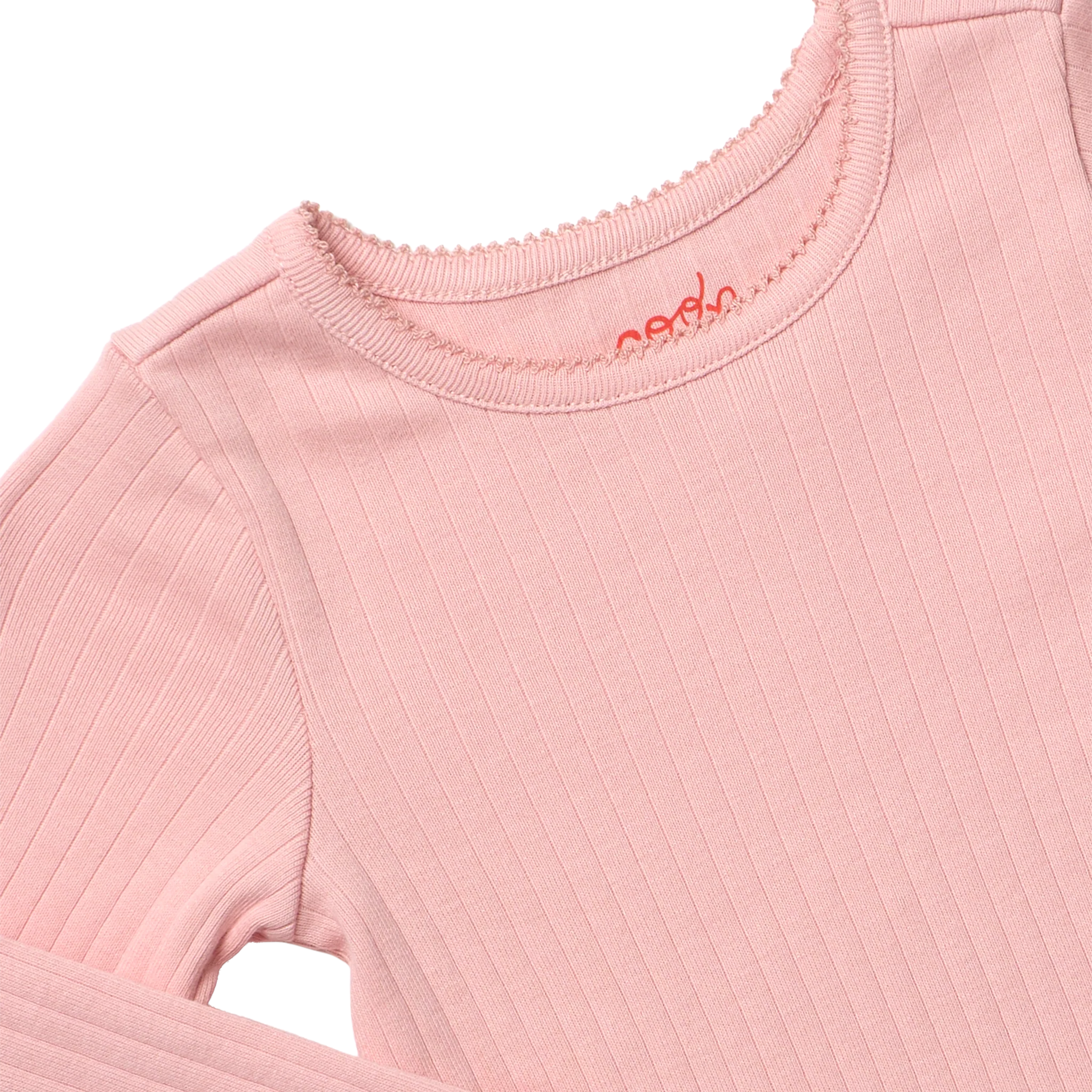 Seesaw Long Sleeve Rib T-shirt-Pink