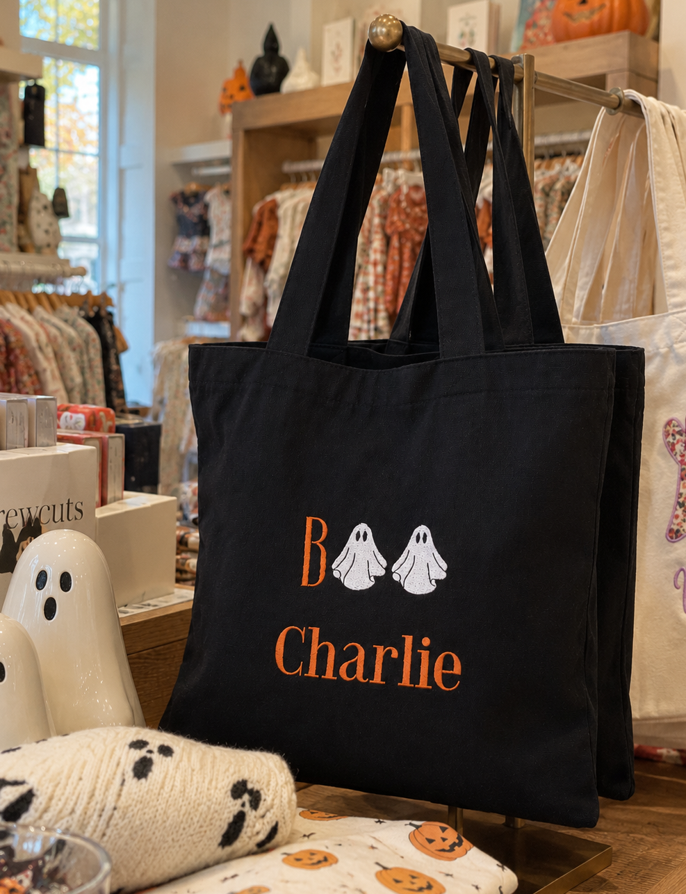 Personalized Halloween Boo Bag in Black