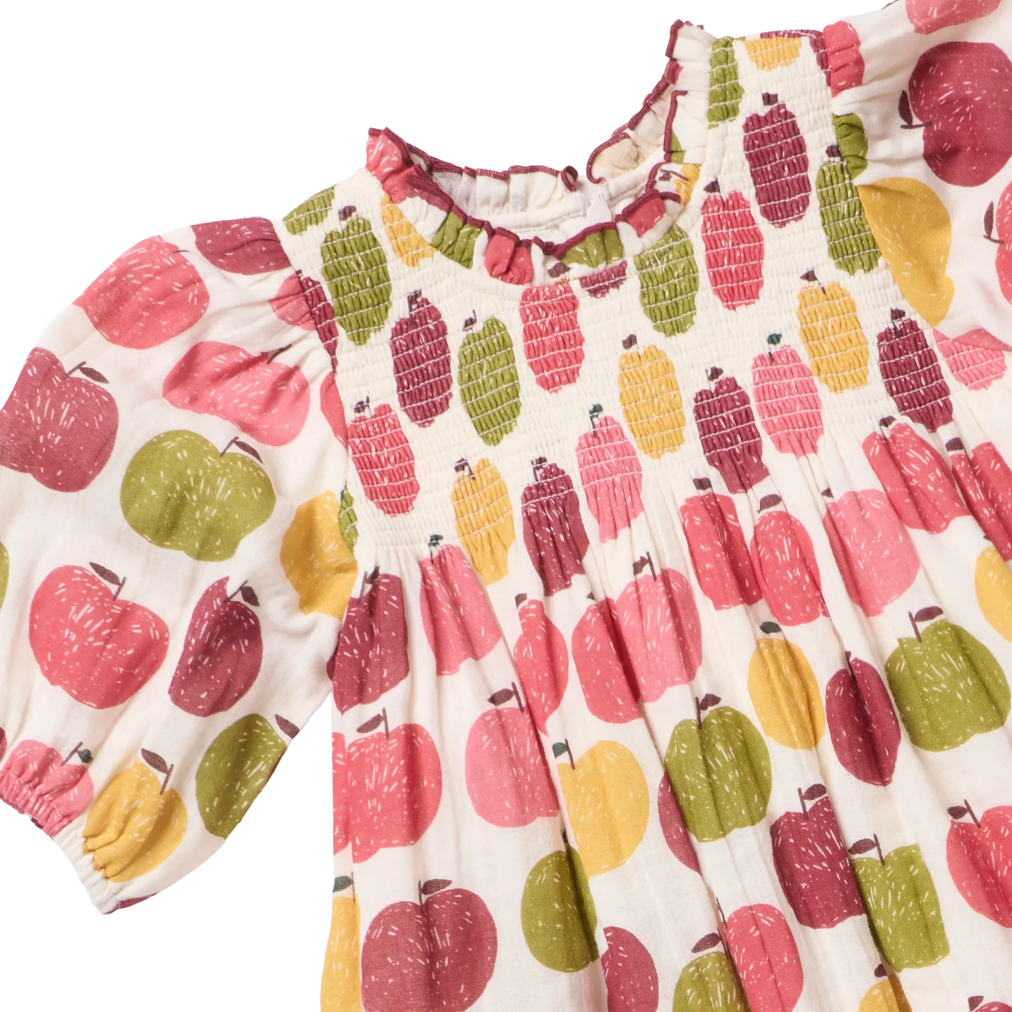 Girls Puff Sleeve Stevie-Pink Delicious Apples F26