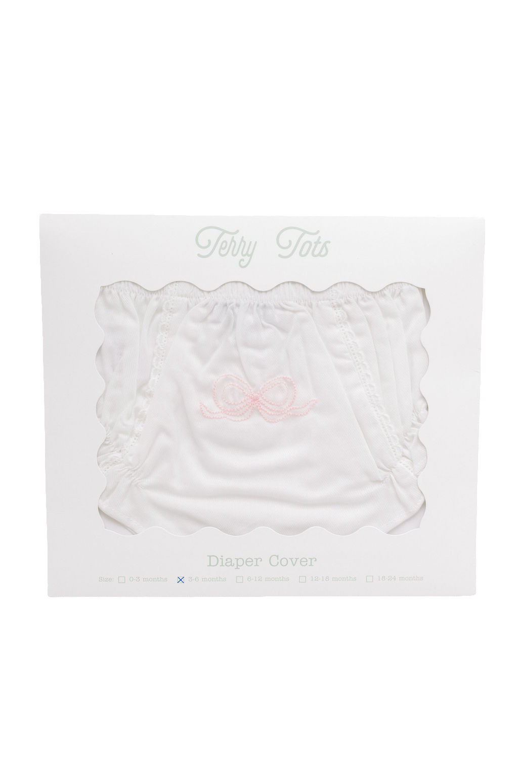Diaper Cover White with Embroidered Pink Bow
