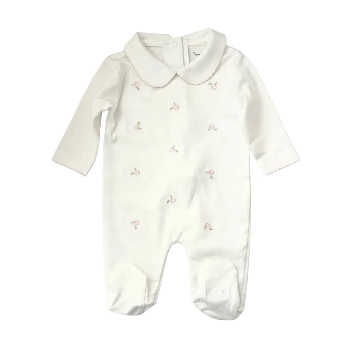 Garden Flowers Pima Footie, White