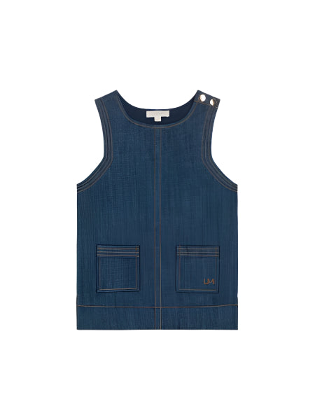 Farah Dress in Stone Blue