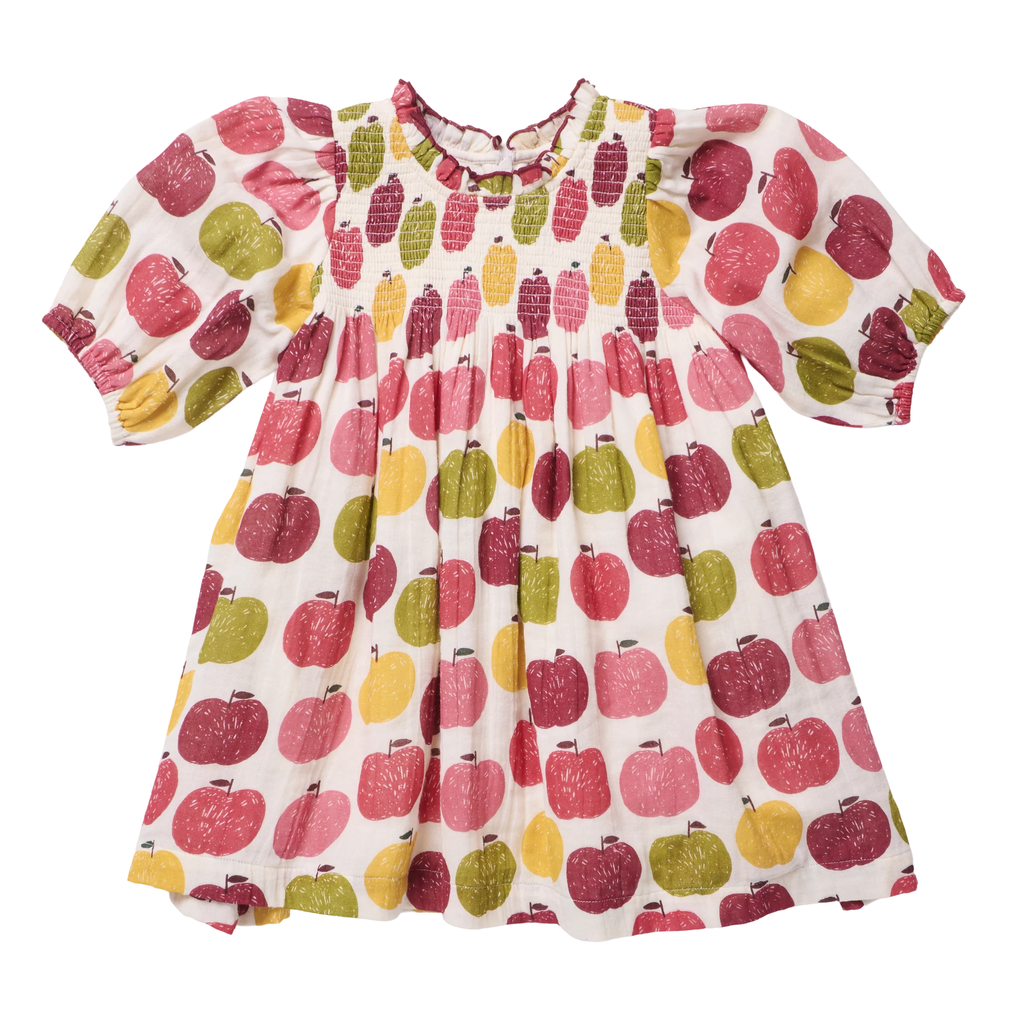 Girls Puff Sleeve Stevie-Pink Delicious Apples F26