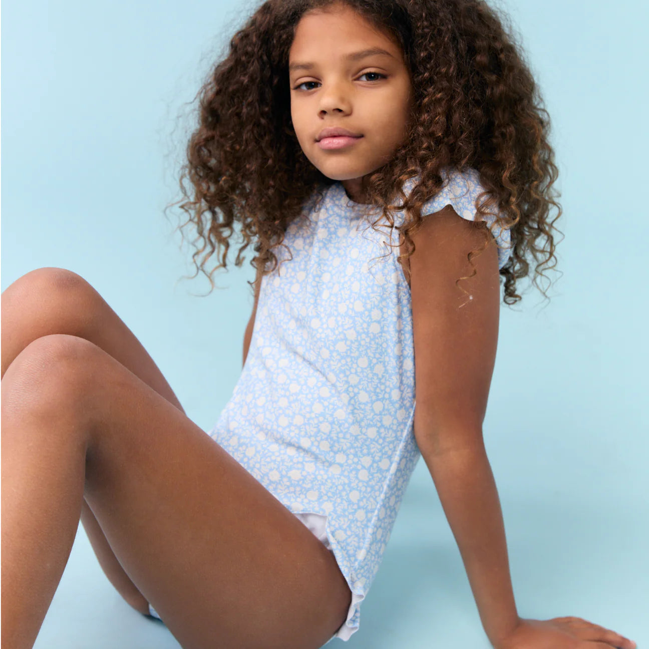 Girls Alpine Fiore Ruffle Cup Sleeve Rashguard One Piece