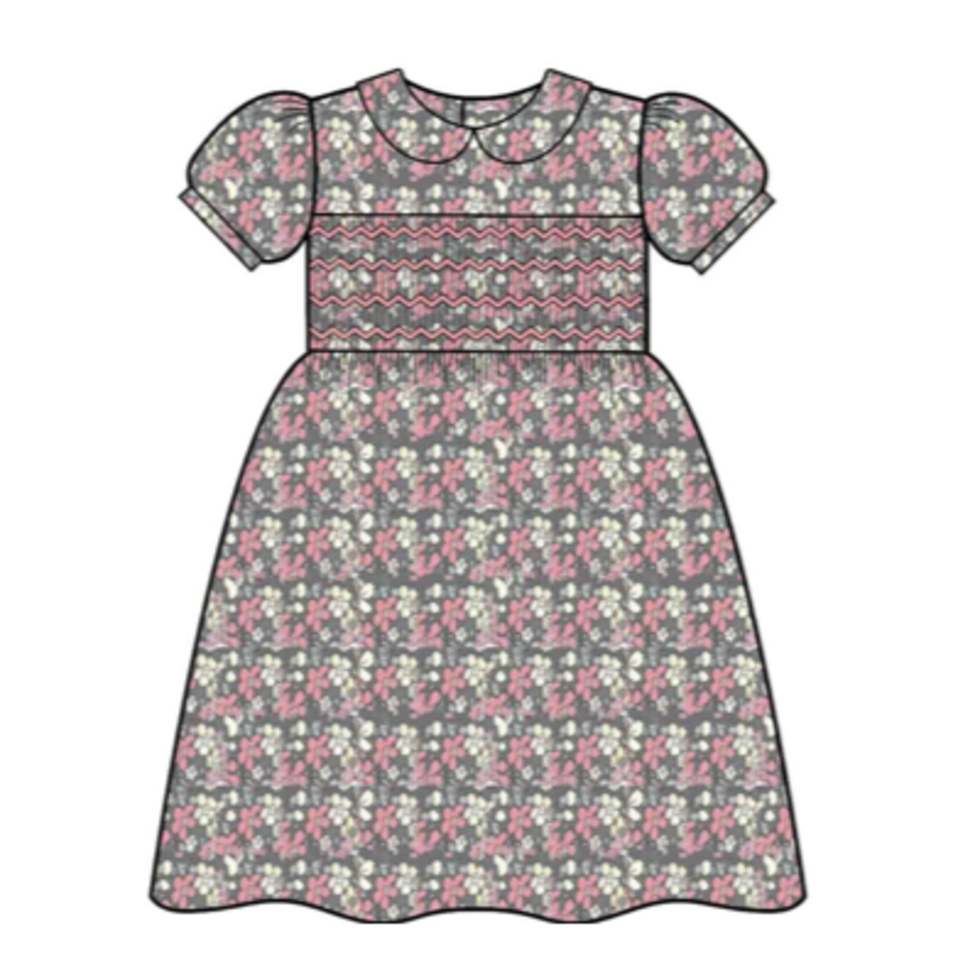 Floral SS Smocked Dress