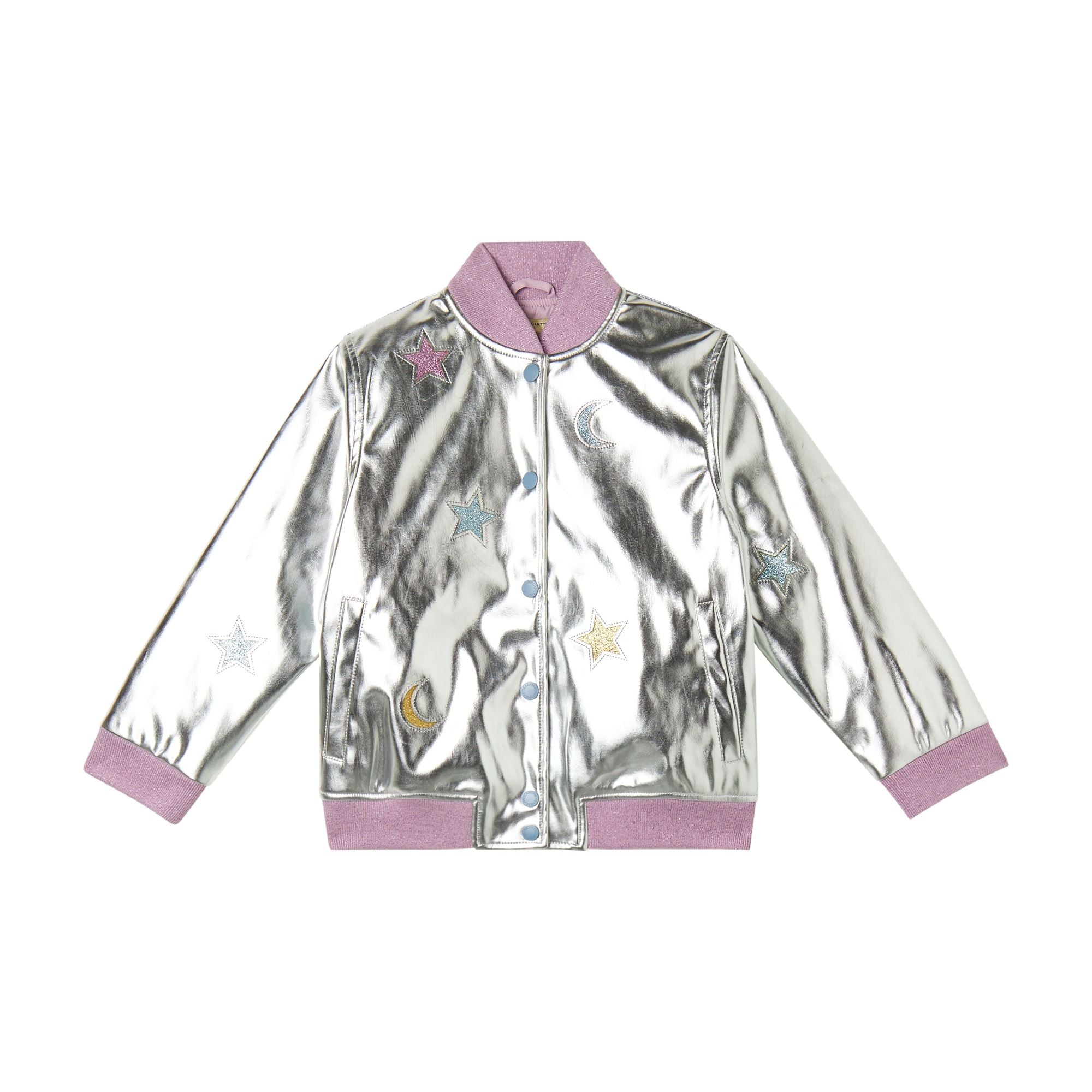 Girl Bomber Jacket with Inserted Glitter Stars