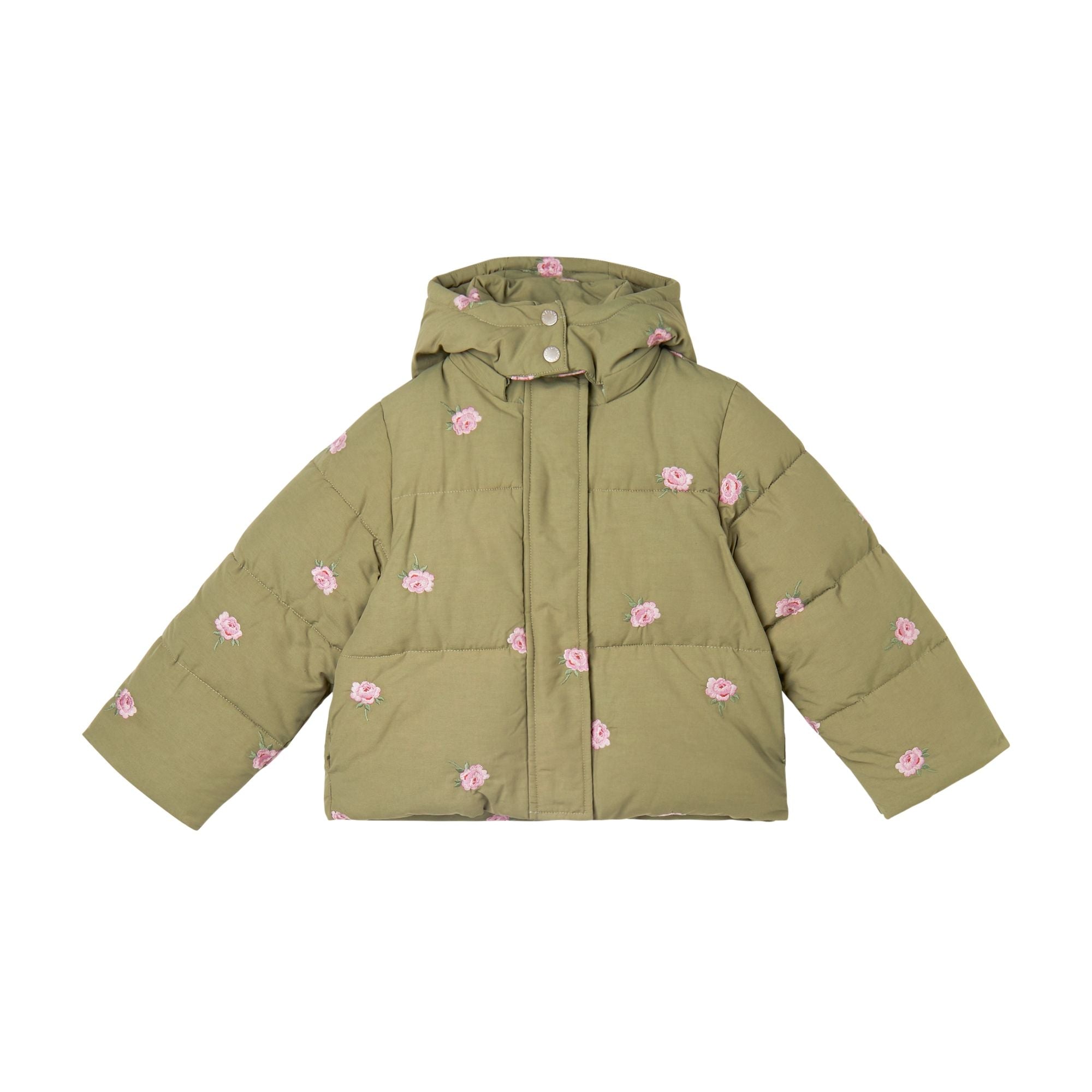 Girl Embroidered Ditsy Roses Puffer