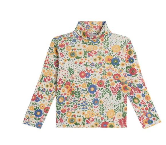 Girl Flower Print Turtleneck F26