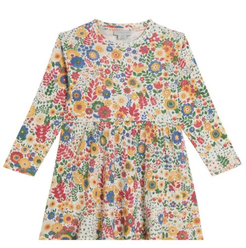 Girl LS Jersey Flowers Prints Dress F26