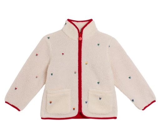 Girl Sherpa Jacket with Tulip Embroidery F26