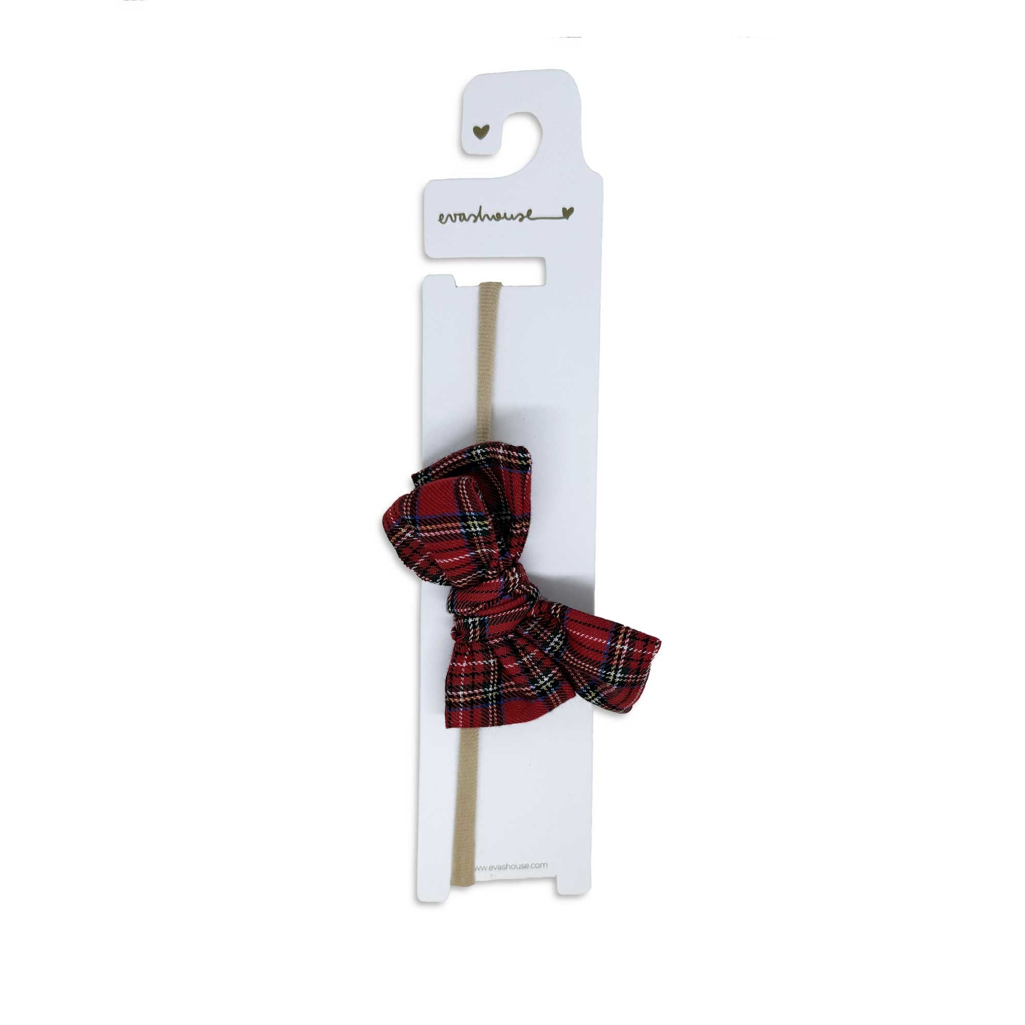 Plaid baby bow headband- Red