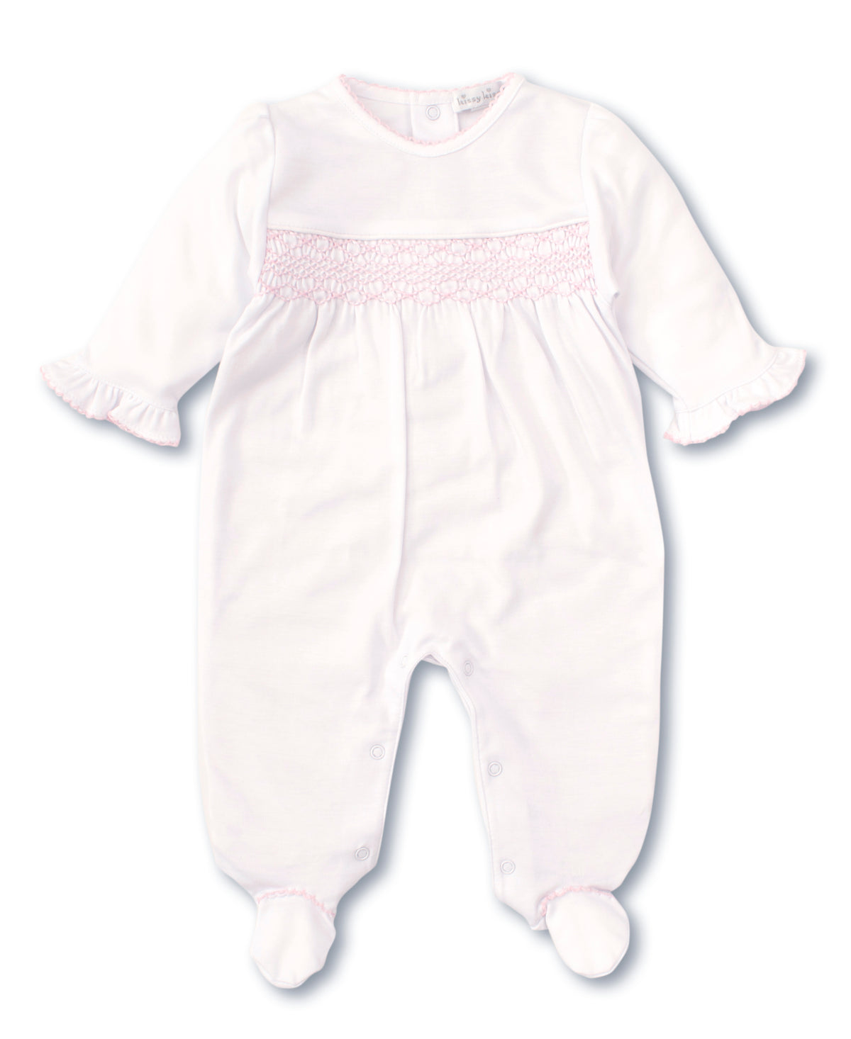 CLB White/Pink Hand Smocked Footie