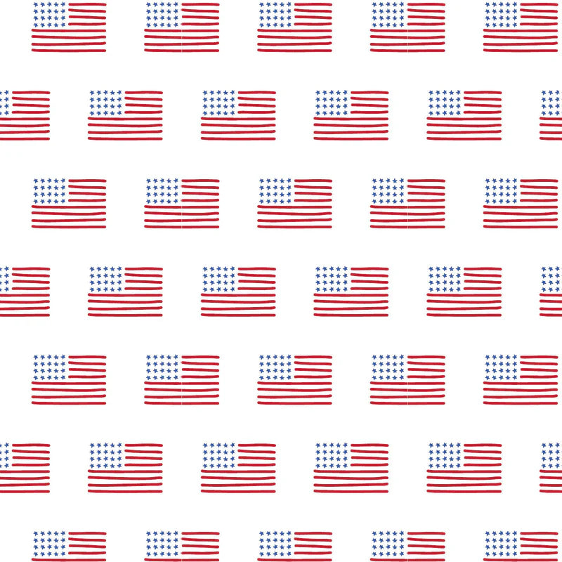 Close-up of the American flag pattern on Parker Zipper Pajama by Lila and Hayes, featuring a collection of vibrant American flags, designed for comfy and stylish bedtime wear. A top pick for american flag pajamas.