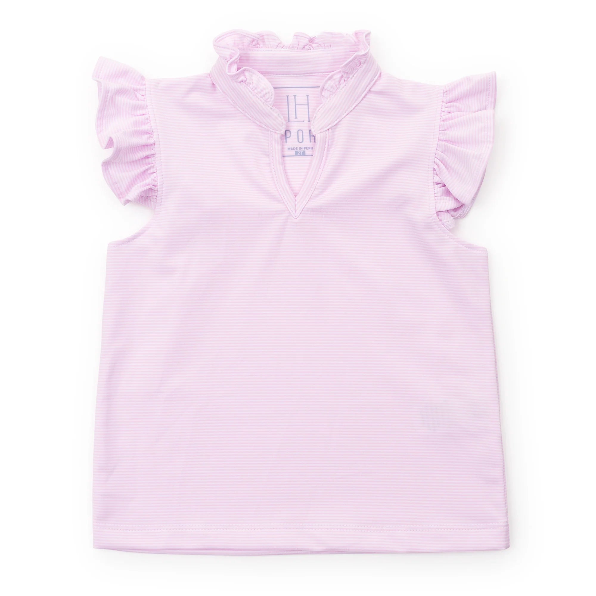 Ellie Girls Sleeveless Performance Top Pink Stripes