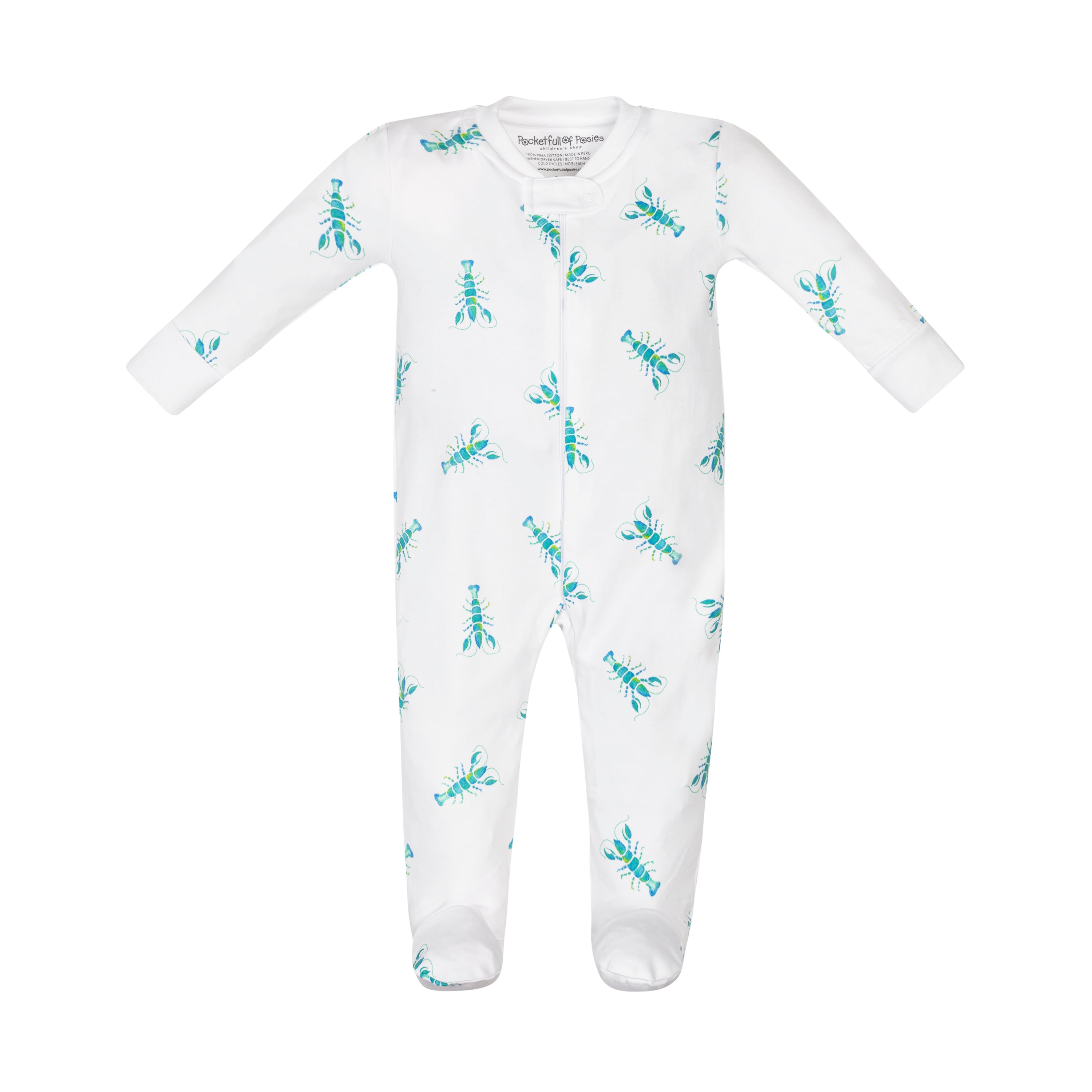Green Blue Lobster Zipper One Piece