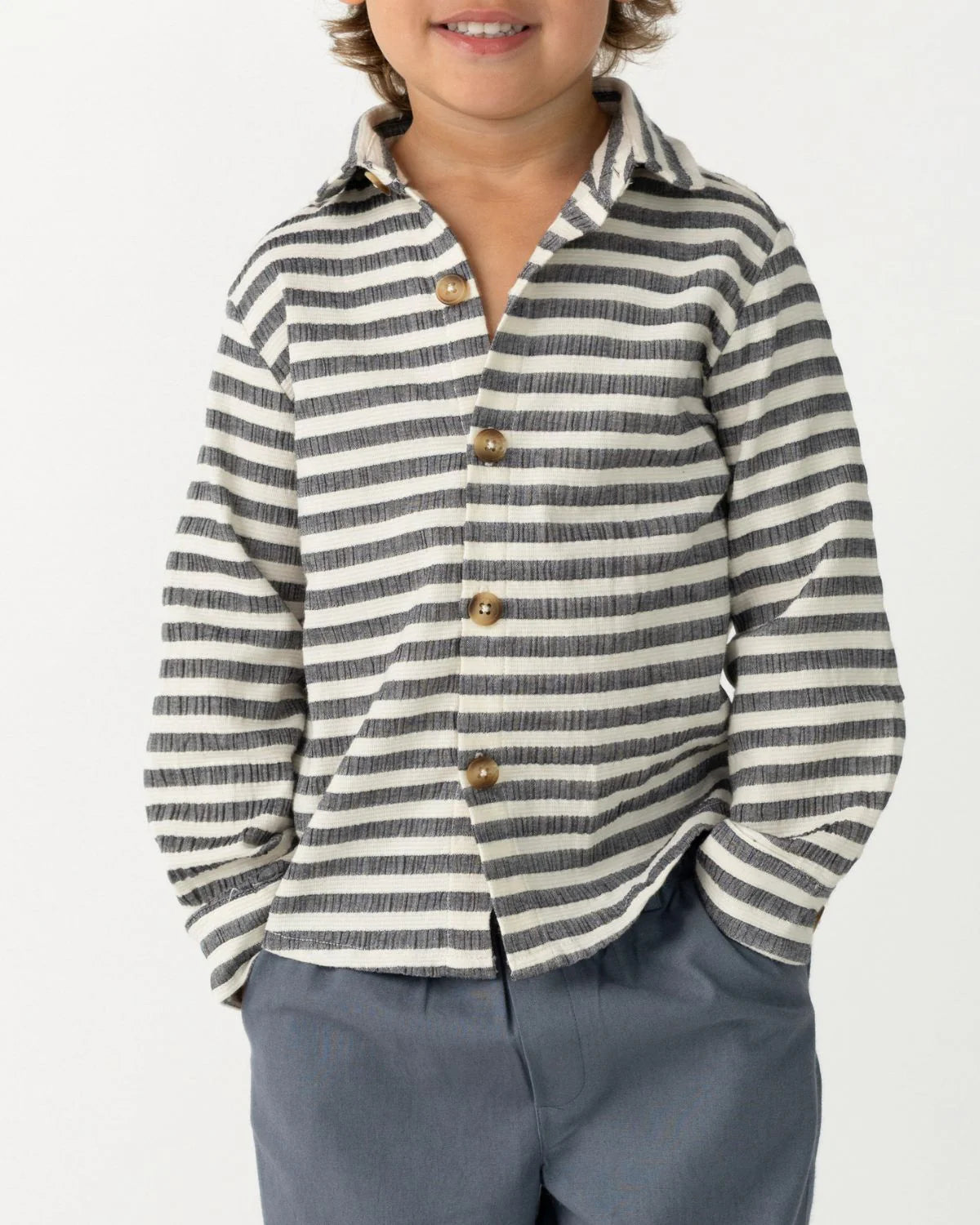 Leom Shirt Blue Marine White Striped