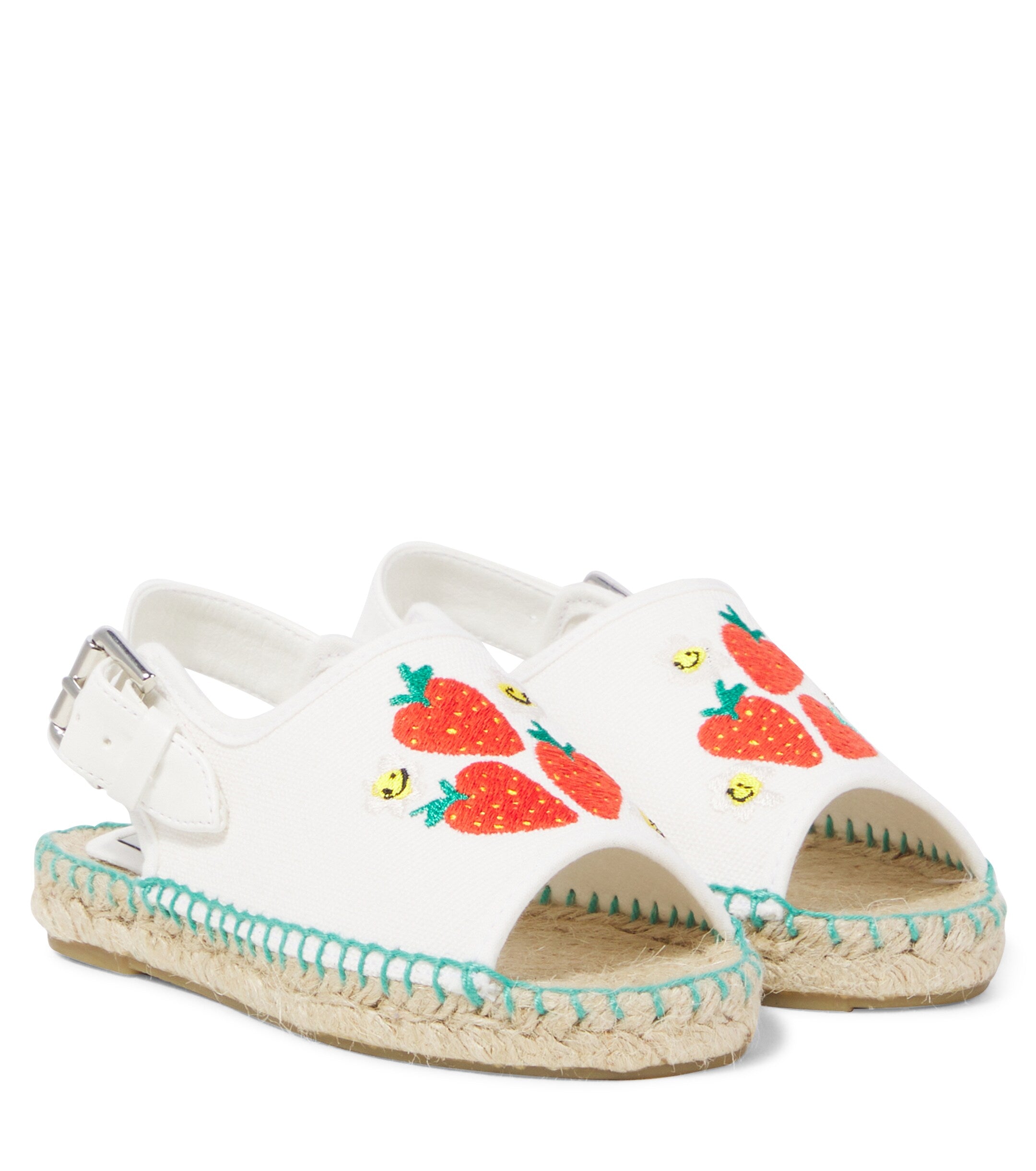 Girl Canvas Espadrilles with Strawberry Embroidery