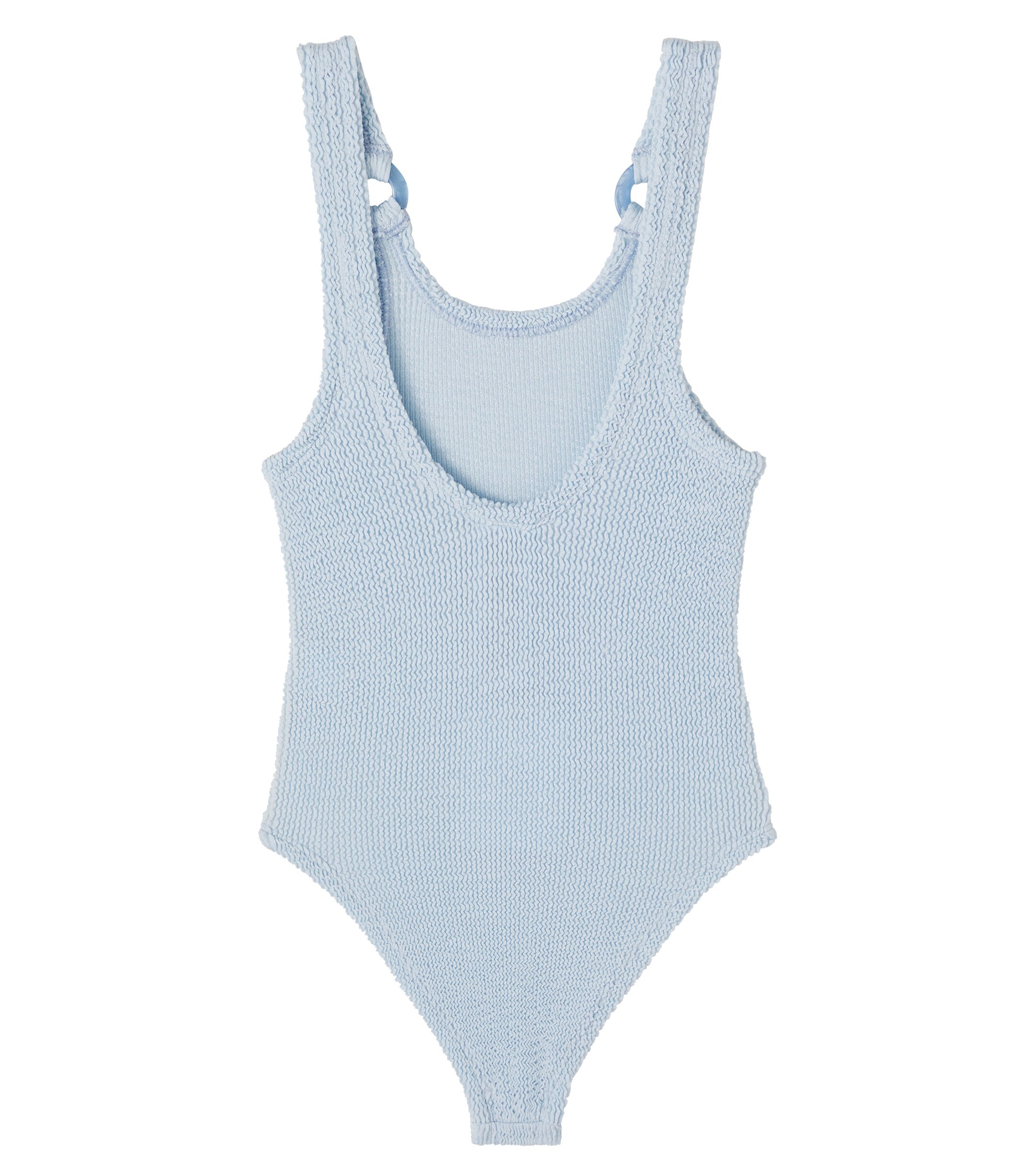Crinkle Domino Swimsuit Metallic Ice Blue