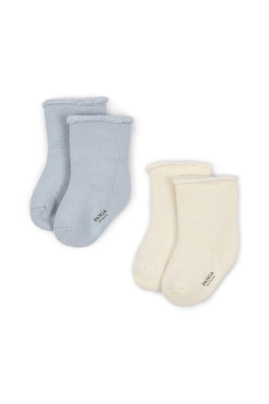 Two Pack Terry Socks Light Blue and Cream