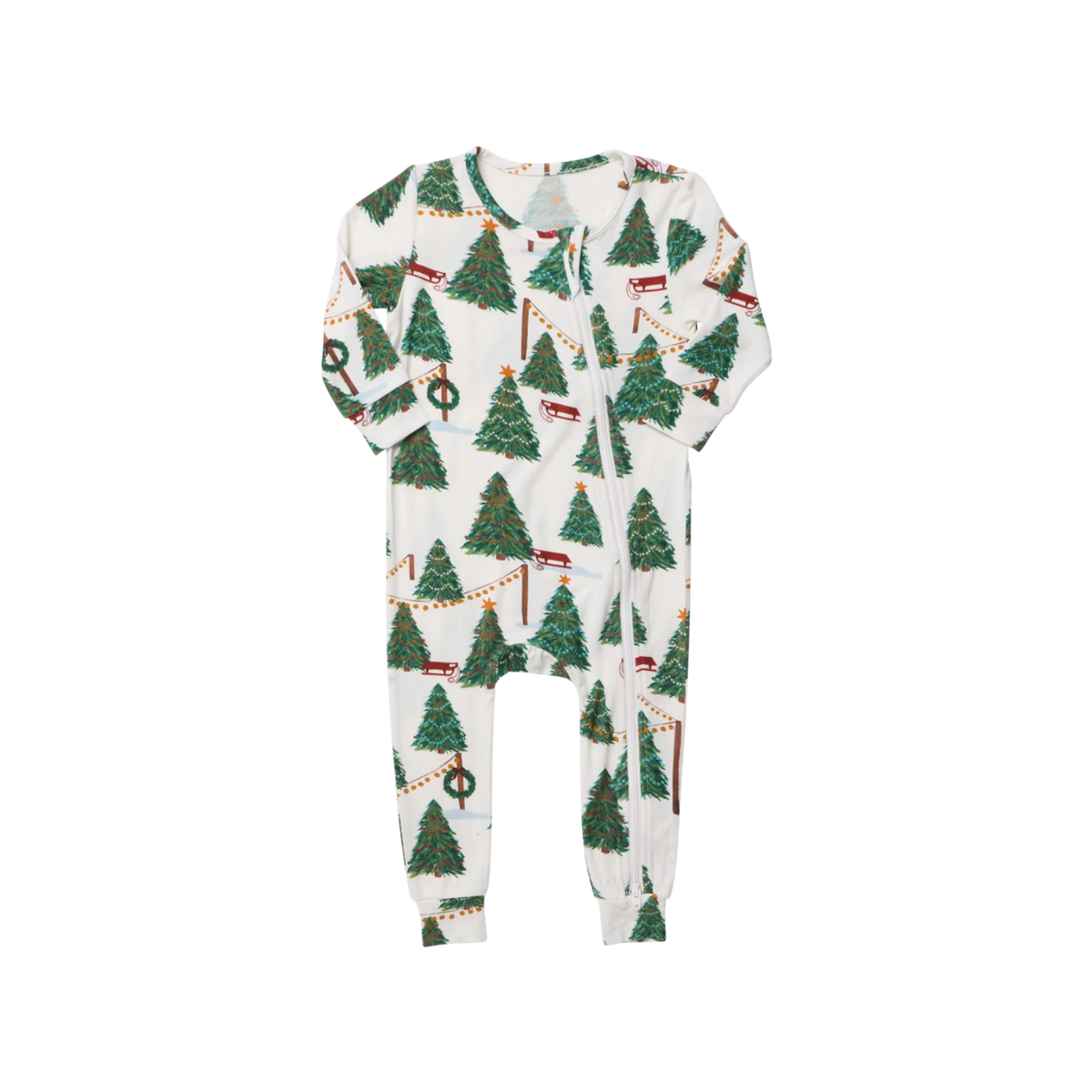 Baby Bamboo Romper-Christmas Tree Farm W26