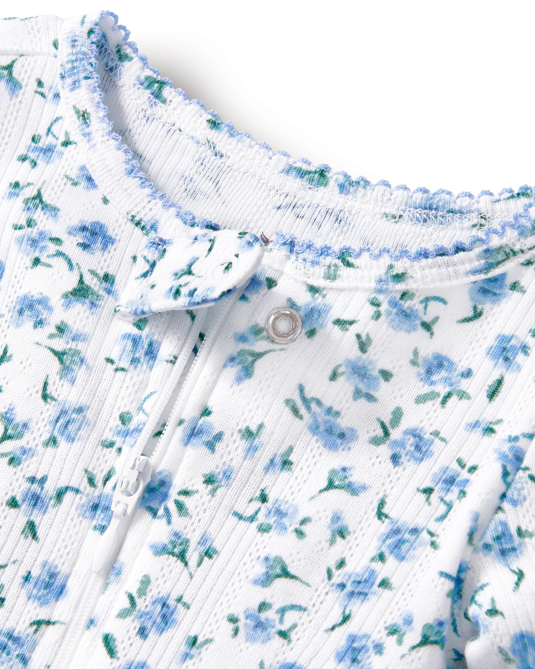 Baby's Pointelle Footie Romper- Blue Floral SS26