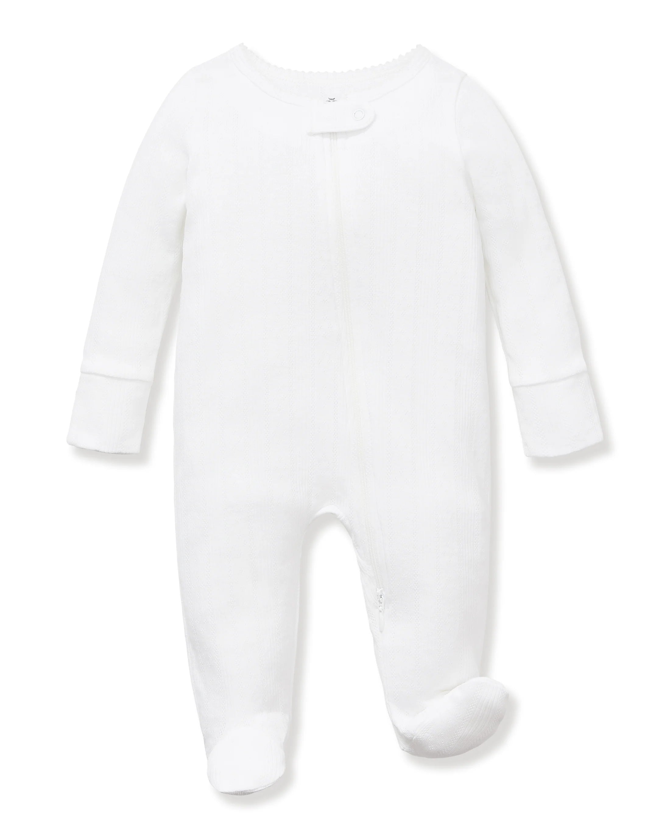 Baby's Pointelle Footie Romper- White SS26