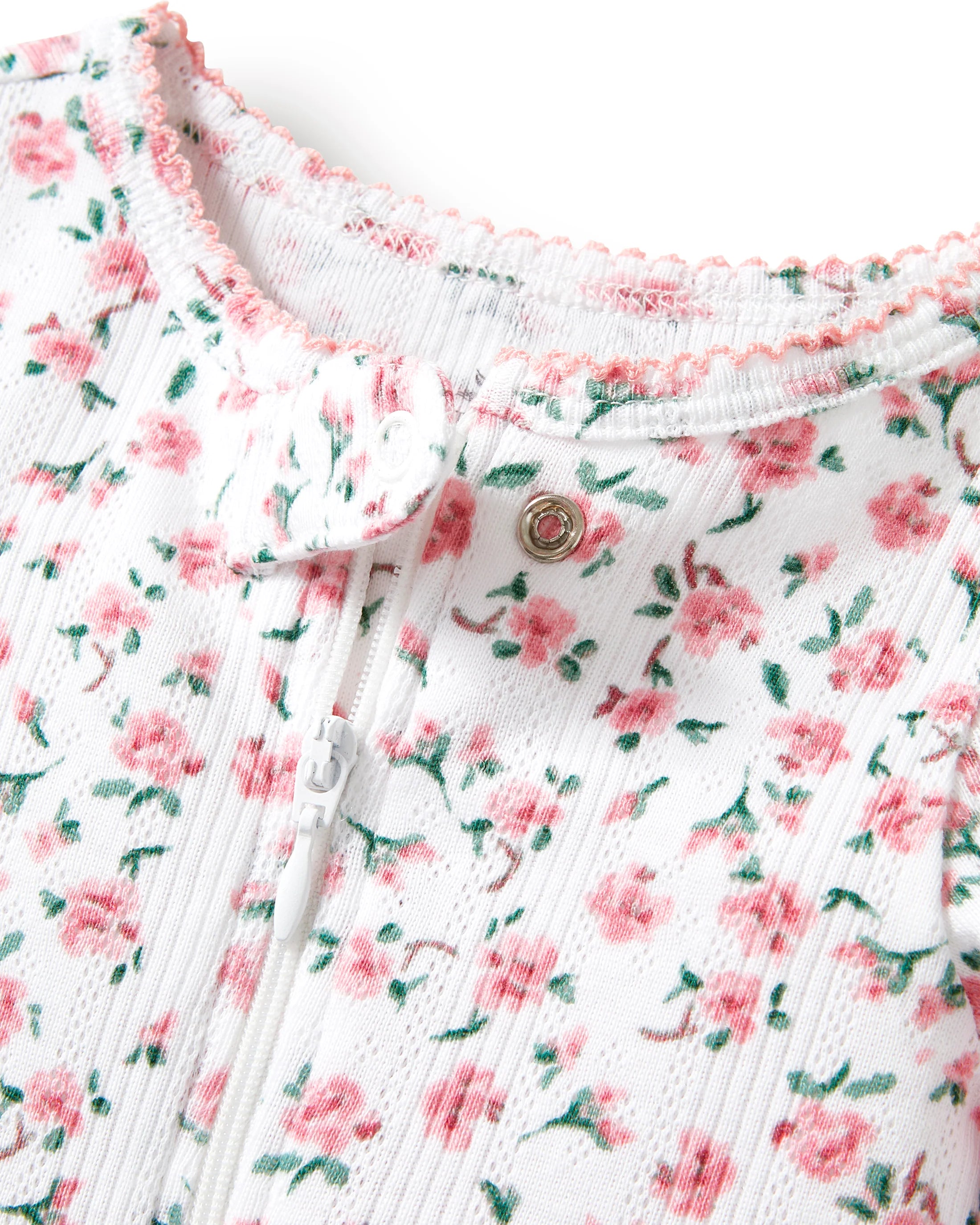 Baby's Pointelle Footie Romper- Pink Floral SS26