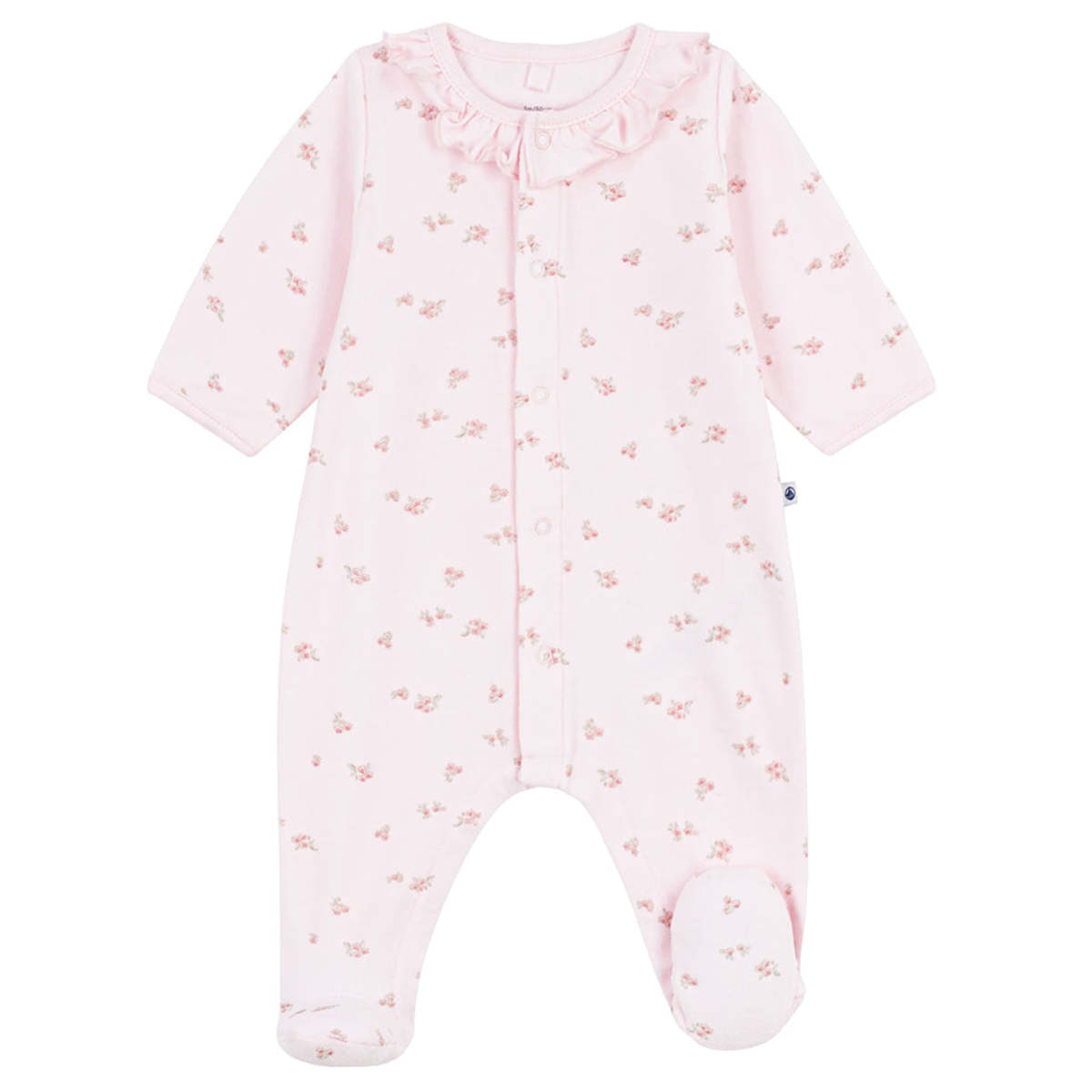 Baby Girl Velour Front Snap Floral Footie w/ Collar Pink F26
