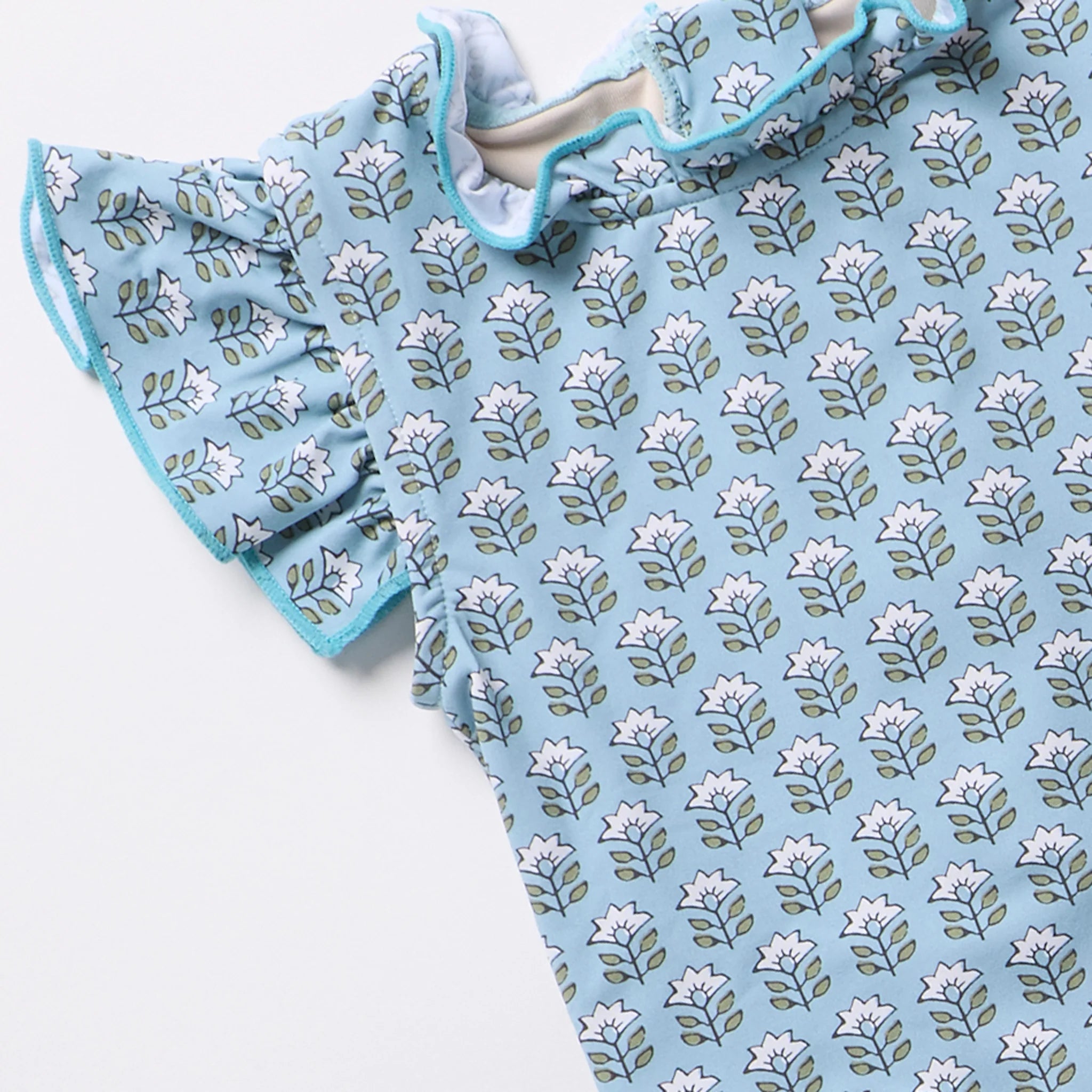 Girls Jennifer Suit Blue Prairie Block Print
