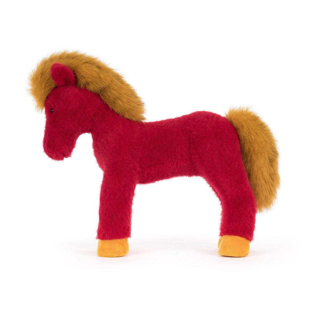Festival Horse plush showcasing its unique red and gold coloring, a perfect addition for festive decor.