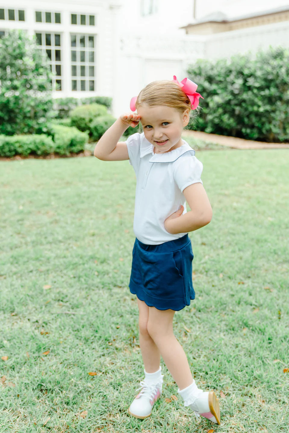 Navy Scalloped Skort F26