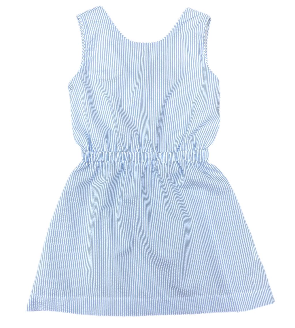 Kristin Knot Blue Dress Blue Seersucker