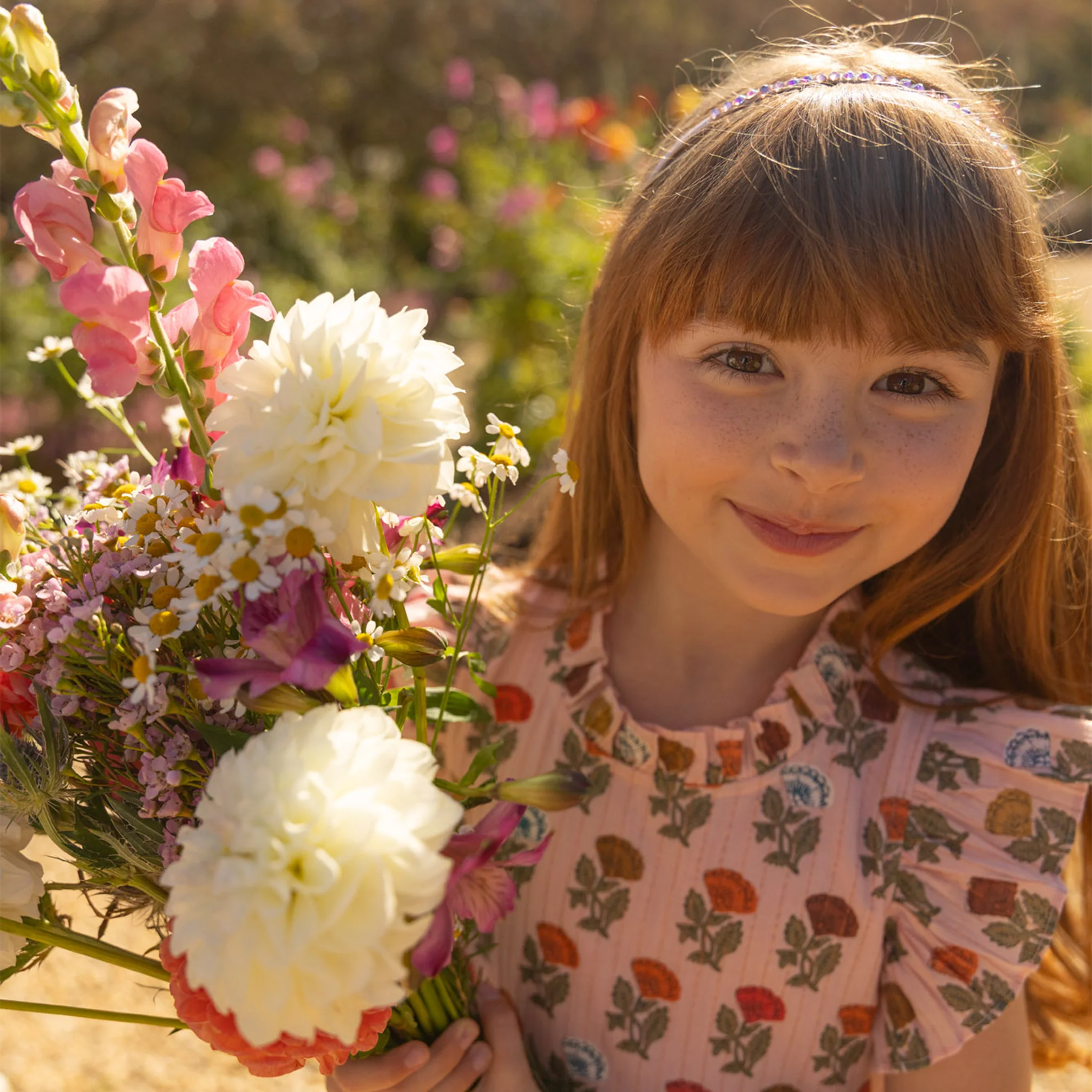 Girls Jennifer Dress Multi Flower Drop