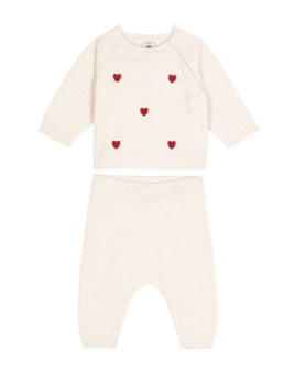 Baby Girl 2pc Knit Set Sweater with Hearts and Pants