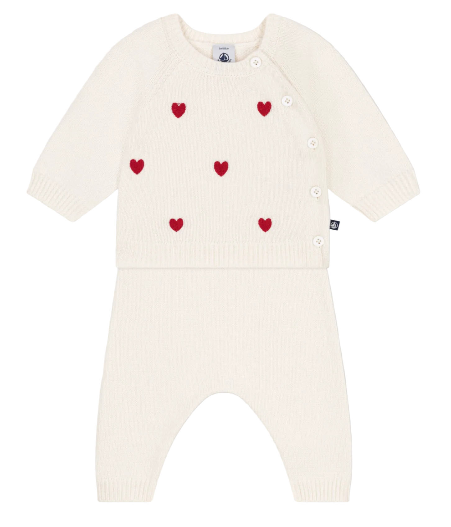 Baby Girl 2pc Knit Set Sweater with Hearts and Pants