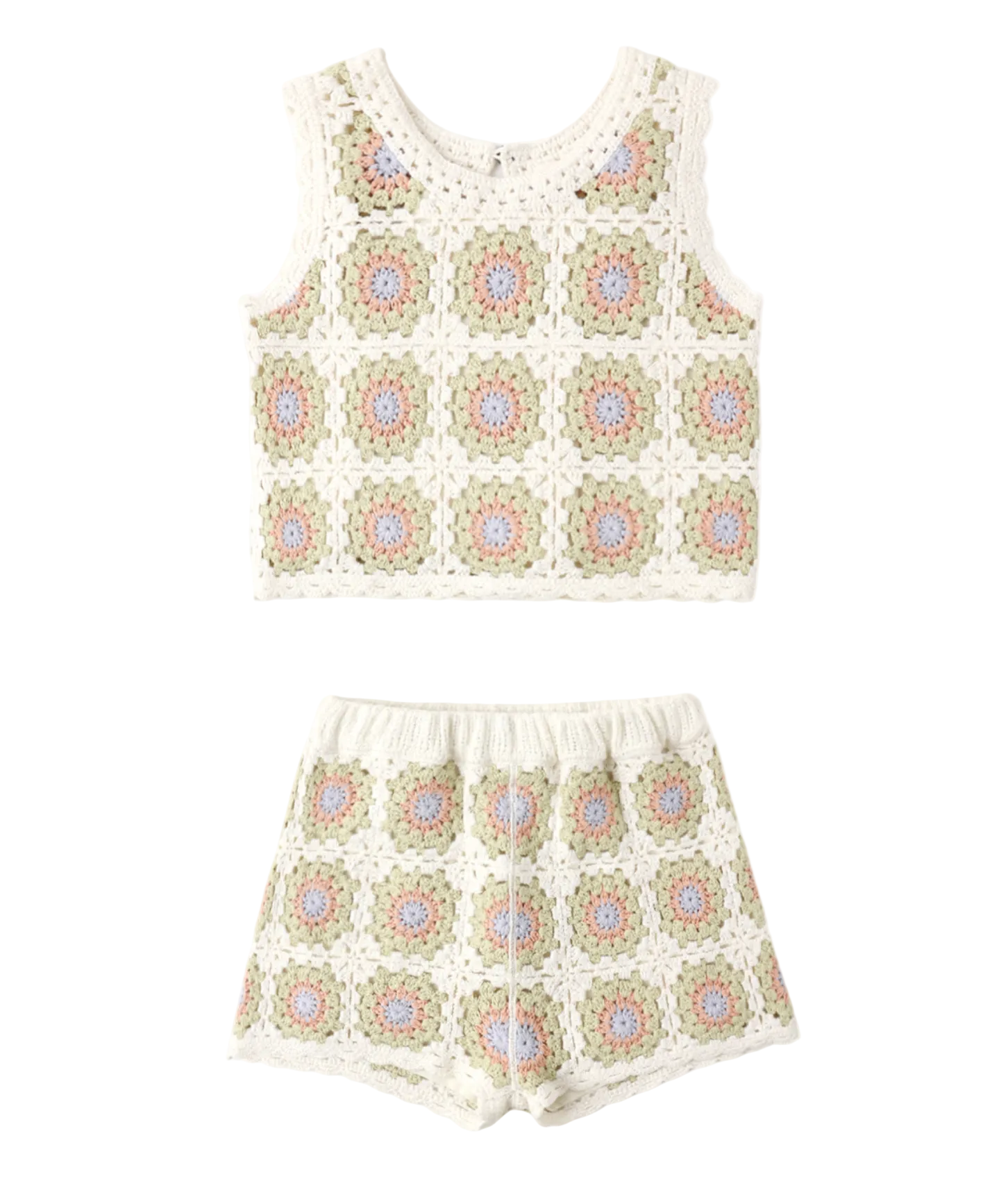 Crochet Tank Set Citron Daisy Check