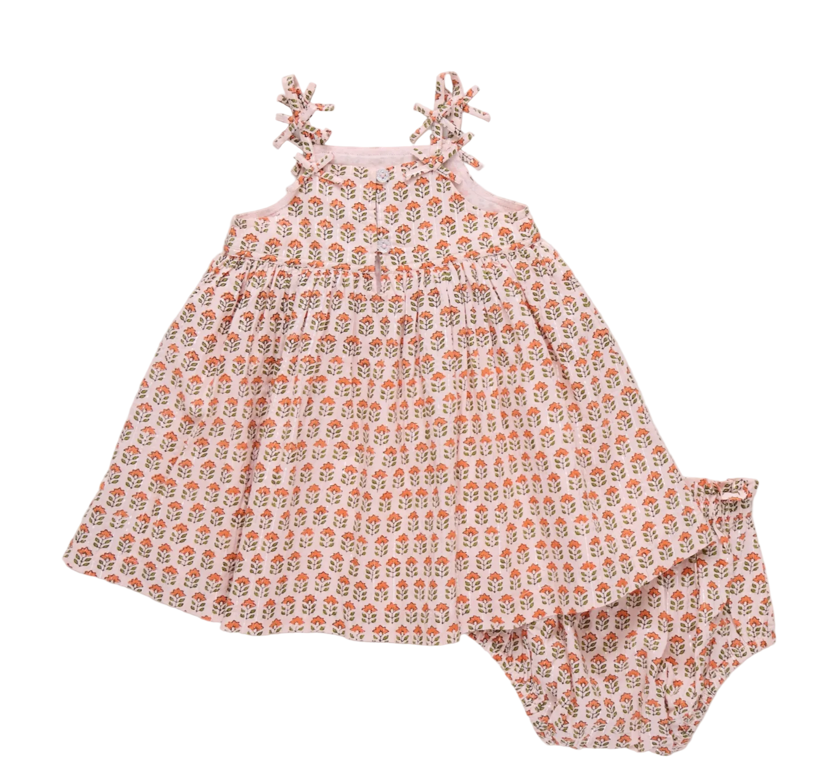 Baby Girl Tia Dress Set- Pink Prairie Block